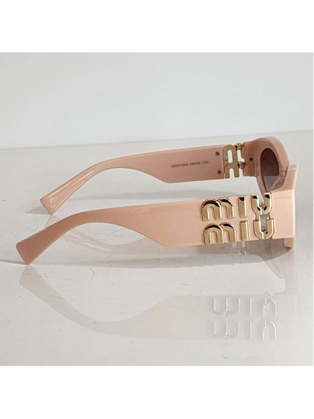 MIU MIU NEW Pink Gold Oval Sunglasses SMU11WS - Picture 4 of 10